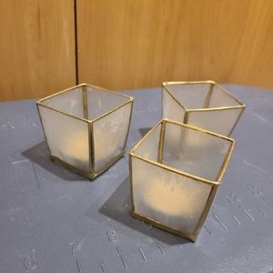 World Market Capiz Shell Gold Tealight Candle Holders x18